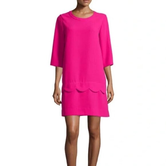 kate spade Dresses & Skirts - Kate Spade Scallop Shift Demi Dress Lined Half Sleeve Sweetheart Fuschia Pink